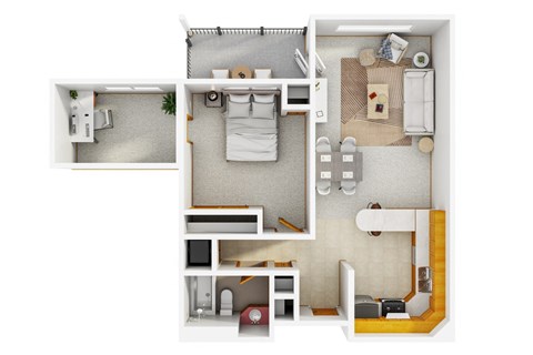 Sycamore Apartments in Walla Walla, Washington One Bedroom Floor Plan